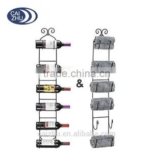 Wall Mount Wine & Towel Rack Holds 6 Bottles or Towels thumbnail-1