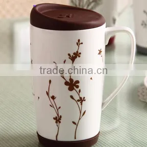 Ceramic Coffee Mug With Silicone Lid,Travel Mug thumbnail-3