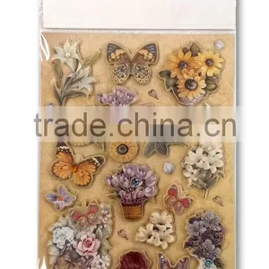 3D Elegant Lily & Sunflower & Butterfly Design Sticker, Decorative Glitter Sticker With Color Gems/Rhinestone thumbnail-2