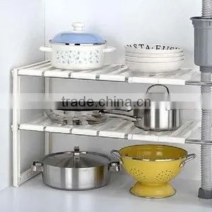 2 Tier Expandable Adjustable Under Sink Shelf Storage Shelves Kitchen Organizer thumbnail-6