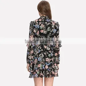 Guangzhou Designer One Piece Floral Midi Dresses for Women thumbnail-5