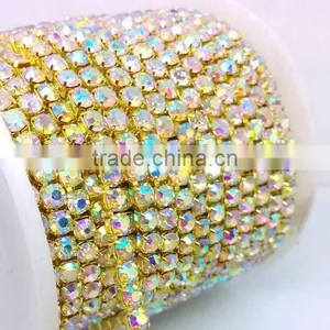 Machine Cut Cup Chain String /Strass Rope, Roll of 10 Yard AAA Grade Crystal/ Rhinestones thumbnail-1