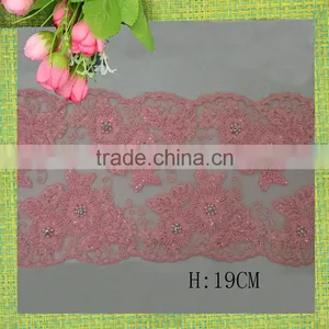2017 Fancy George Lace Indian Embroidered Beaded Lace Trim Border thumbnail-1