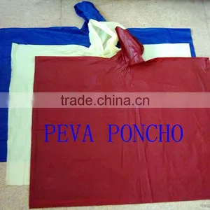 100% PEVA Adult Rain Poncho for Promotion(Red, White and Blue) thumbnail-1