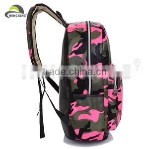 Camouflage Leather Backpack School Backpack Bag thumbnail-3