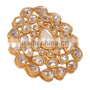 POLKI Pearl GOLD COCKTAIL FINGER Ring thumbnail-3