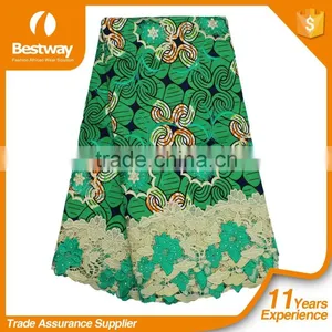 Wholesale Cord Lace Border African Veritable Ankara Fabric With Stones For Dress BLW017-6 thumbnail-2
