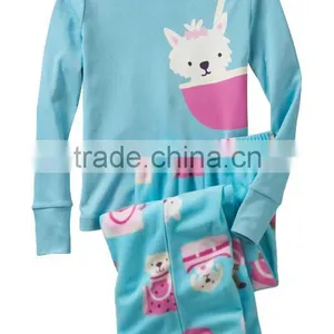 Girls Blue Sweetie Kitty Printed Pajamas Sets Kids Pjs for 2-7years Baby Sleepwears thumbnail-1