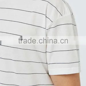 Custom Mens White off Black Stripes t Shirts 100% Cotton Summer Wear T-shirts for Man thumbnail-4