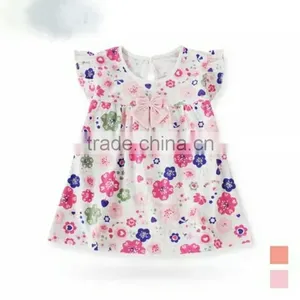 Wholesale Children Frocks Designs Sleeveless Flower Baby Girls Dress With Bowknot thumbnail-2