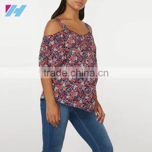 Ditsy Print Cold Shoulder Top With Tie Detailing Maternity Clothes Cheap thumbnail-1