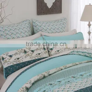 Printed Birds & Plain And Floral Panels Quilt Cover thumbnail-4