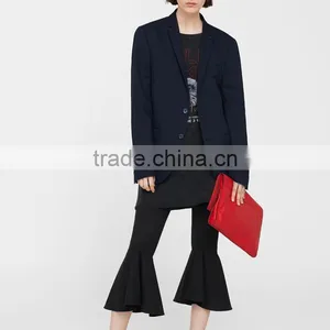 New in Fashionable Black Cropped Bell-bottom Pants for Women thumbnail-6