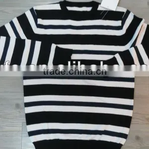 Black/white Fashion Design 100% Cotton Pullover Knitted Sweater thumbnail-1
