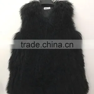 YR545 Basic Style Real Mongolia Fur Vest Lots of Colors Tibet Lamb Fur Gilet thumbnail-4