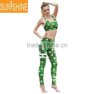 2017 Four Needle Six Line Yoga Wear Sports Leggings and Matching Bra Sets For Ladies thumbnail-3