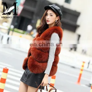 2017 Women Fox Fur Vest Winter Long Vest Real Fur Coat Vest Price Waistcoat thumbnail-3
