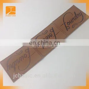 Pu Handmade Custom Metal Logo Leather Clothing Label for Garment thumbnail-2