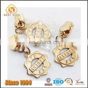 Wholesale Custom Cheap Hardware Accessories Jacket Gold Metal Bear Logo Zipper Sliders thumbnail-5