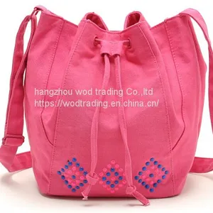 Pink Canvas Hobo Bag With Long Shoulder From China thumbnail-1