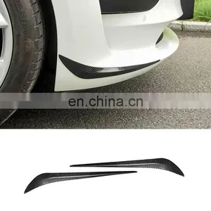 For Tesla Model 3 2017-2021 Carbon Fiber Front Bumper Side Spoiler Cover Trim thumbnail-1