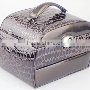 Custom Brown Round Leather Jewelry Display Case,faux Leather Jewelry Storage Box thumbnail-3