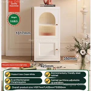 Single Door Slim Metal Storage Cabinet SD-S283 Arched Clear Glass - Aesthetic Display for Collectibles/Pop Mart | L423W350H1017mm for Small Apartment thumbnail-1