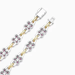 Shining Star Jewelry Elegant Luxury 925 Silver Pear Cut Ruby Butterfly Necklace thumbnail-4