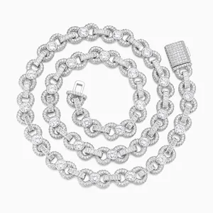 Shining Star Jewelry Cubic Zirconia Chain Iced Out Geometric Link Necklace thumbnail-4