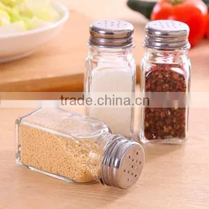 Wholesale Price Stainless Steel Top Clear Glass Salt and Pepper Shaker Set Kitchen Spice Glass Salt and Pepper Jar thumbnail-3