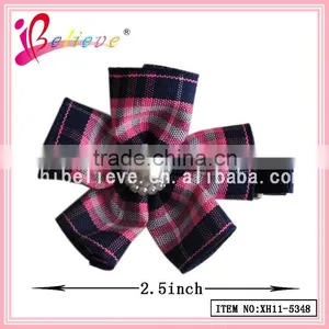 Cotton Grid Flower Hair Clip Wholesale Girls Hair Flower,hair Flower Clips thumbnail-1