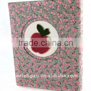 Flocking Apple Weaving Flower Pattern Cloth Wrapping Ring Binder Desktop File Folder for Office Stationery Cardboard thumbnail-1