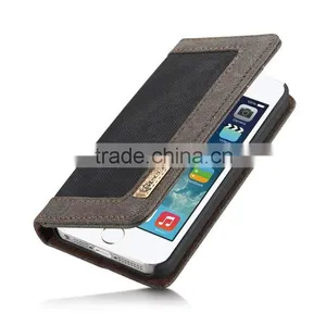 Caseme Jean Series Waterproof Woven Fabrics Case for Iphone SE/5/5S With Inner Card Slot Holder Wallet Flip Case for Iphone se thumbnail-4
