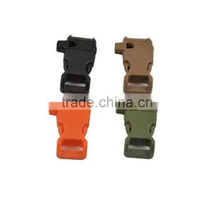 High Quality 1/2" Plastic Backpack Curved Buckle With Survival Whistle for Camping Paracord Bracelet Wholesale thumbnail-5
