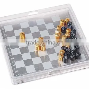 Mini Travel Plastic Casing With Metal Painting Internaional Chessboard thumbnail-1