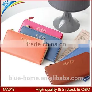 Single Zipper Around Faux Leather Checkbook Wallet Unisex Long Card Holder High Quality for Waiter thumbnail-1