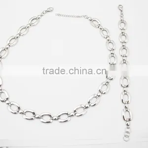316L Stainless Steel Link Chain Bracelet and Necklace Jewelry Set thumbnail-2