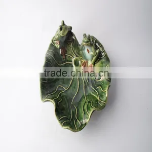 Ceramic Plate of Lotus Leaf With Frog thumbnail-4