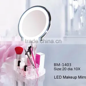 Touch Led Makeup Mirror, 8" Led Lighted Makeup Mirror With Organizer, Desktop Makeup Mirror With Touch Switch Quality Choice thumbnail-2