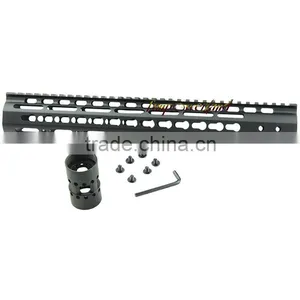 Funpowerland Black Free Float NSR 13.5" Handguard One-piece Top Rail System KeyMod High Quality Ultra Lightweight BK For AR-15 thumbnail-2