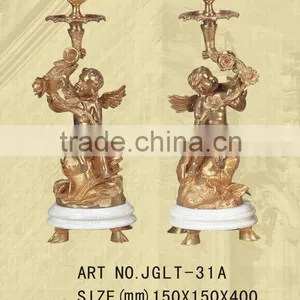 A Pair of Imitation Gold Plated Brass " Naughty Boy"Candle Holder JGLT-31A thumbnail-1
