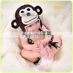 Baby Crochet Beanie Monkey Hats Crochet Pattern Infant Caps thumbnail-6