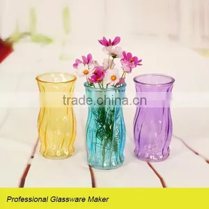 Fancy Decorative Embossing Glass Vase With Color thumbnail-1