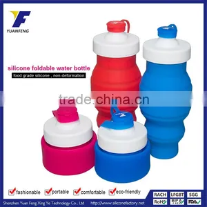 2016 Hot Sale 530ml Cheap Price Folding Silicone Water Bottle thumbnail-1