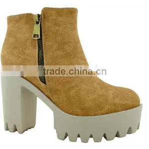 New Women Almond Toe Lace Up Lug Sole Platform High Chunky Heel Bootie Sneakers thumbnail-2