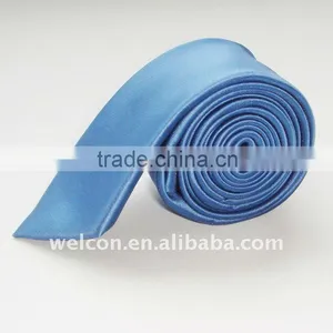Fashion Mens 100% Silk Plain Blue Necktie thumbnail-1