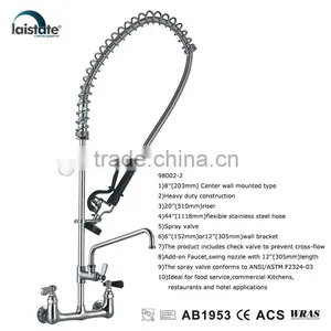 Commercial Kitchen 8''(203mm) Center Wall Mounted Pre-Rinse Unit With Add on Faucet (98002-2) thumbnail-1