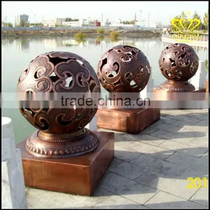 Upscale Mall Theme Bronze Sculpture Square Stainless Steel Hollow Ball Art thumbnail-6