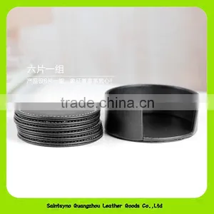 16031 Houseware Good Quality Cheap Leather Glass Coaster Round Shape thumbnail-3