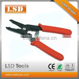 Red Plastic Handle Locking 10-18 AWG Cable Wire Stripper Cutter Pliers Black thumbnail-1
